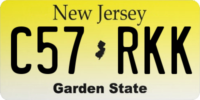 NJ license plate C57RKK