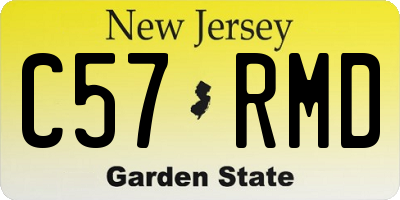 NJ license plate C57RMD
