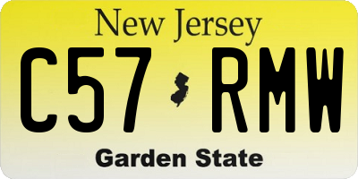 NJ license plate C57RMW