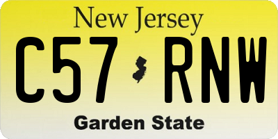 NJ license plate C57RNW