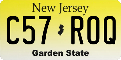 NJ license plate C57ROQ