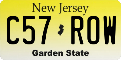 NJ license plate C57ROW
