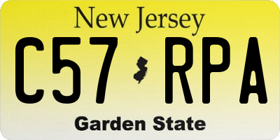 NJ license plate C57RPA