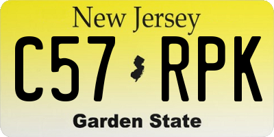 NJ license plate C57RPK