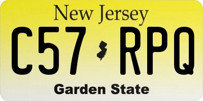 NJ license plate C57RPQ
