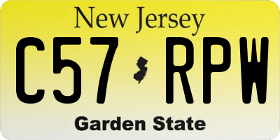 NJ license plate C57RPW