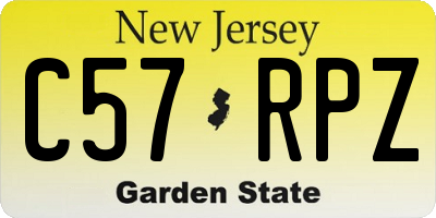 NJ license plate C57RPZ