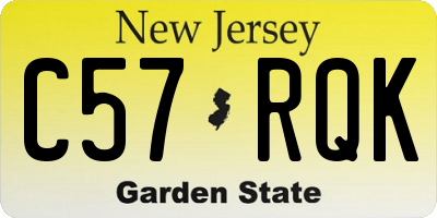 NJ license plate C57RQK