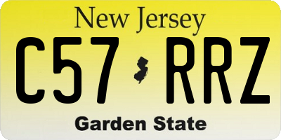 NJ license plate C57RRZ