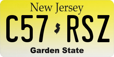 NJ license plate C57RSZ