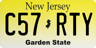 NJ license plate C57RTY