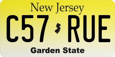 NJ license plate C57RUE
