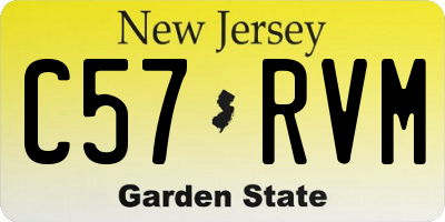 NJ license plate C57RVM