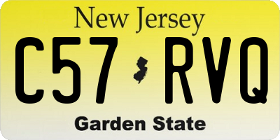 NJ license plate C57RVQ