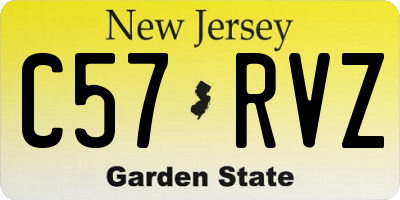 NJ license plate C57RVZ