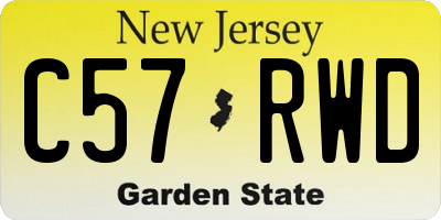 NJ license plate C57RWD
