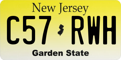 NJ license plate C57RWH