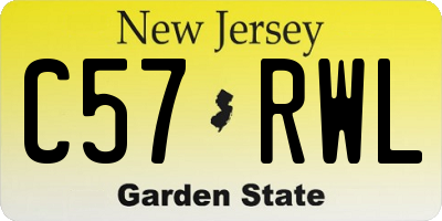 NJ license plate C57RWL