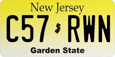 NJ license plate C57RWN