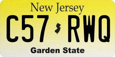 NJ license plate C57RWQ