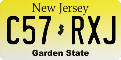NJ license plate C57RXJ