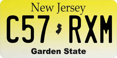 NJ license plate C57RXM