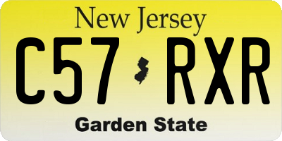 NJ license plate C57RXR