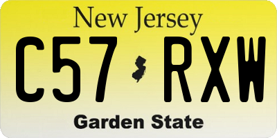 NJ license plate C57RXW