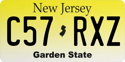 NJ license plate C57RXZ