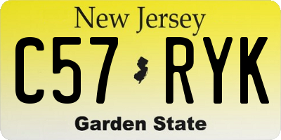NJ license plate C57RYK
