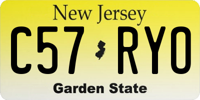 NJ license plate C57RYO