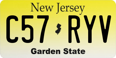 NJ license plate C57RYV