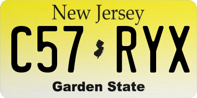 NJ license plate C57RYX