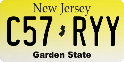 NJ license plate C57RYY