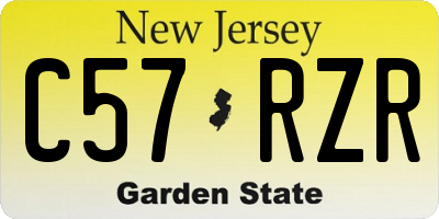 NJ license plate C57RZR