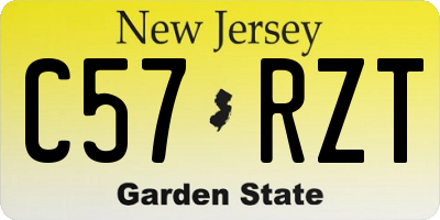 NJ license plate C57RZT