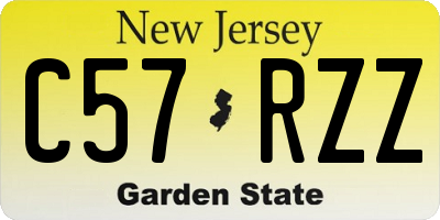 NJ license plate C57RZZ