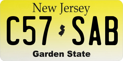 NJ license plate C57SAB