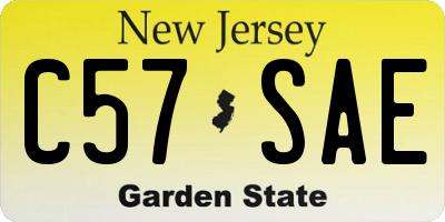 NJ license plate C57SAE