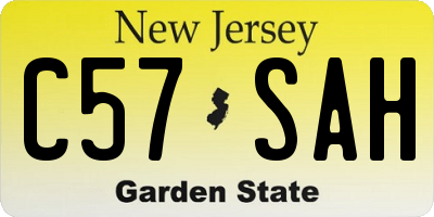NJ license plate C57SAH