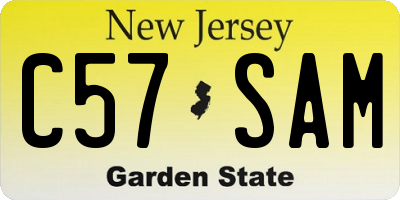 NJ license plate C57SAM