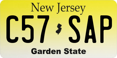 NJ license plate C57SAP