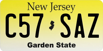 NJ license plate C57SAZ
