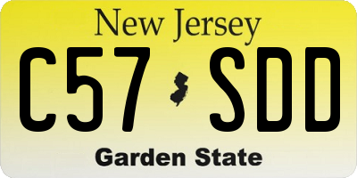 NJ license plate C57SDD