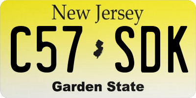 NJ license plate C57SDK