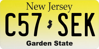 NJ license plate C57SEK