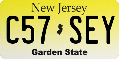 NJ license plate C57SEY