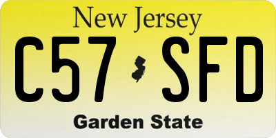 NJ license plate C57SFD