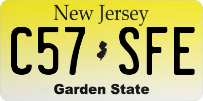 NJ license plate C57SFE