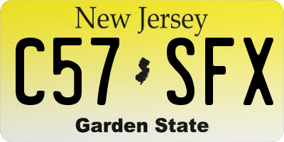 NJ license plate C57SFX